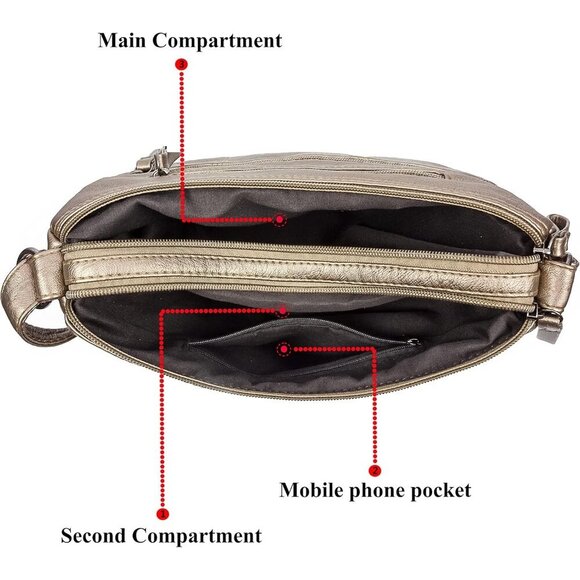 🆕 Volganik Rock PU Leather Shoulder Bag Women Silver Soft Pocketbooks Purse - Picture 6 of 7